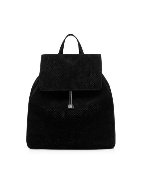 TOM FORD PERFORATED CASHMERE SUEDE T-LINE FLAP BACKPACK