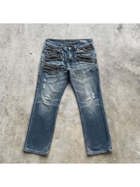Other Designers Japanese Brand - Vintage Bondage Style Faded MultiZip Denim Jeans Pants RARE