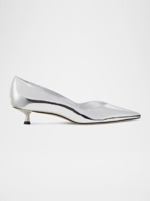 Eva Metallic Kitten-Heel Pumps