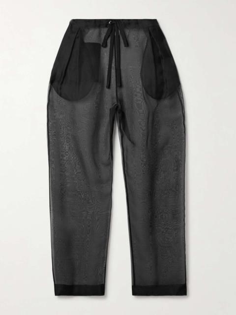 Trenton pleated silk-organza tapered pants Black