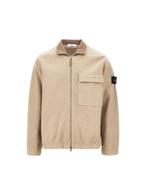 Stone Island Stone Island Wool-blend Full-zip Overshirt Beige
