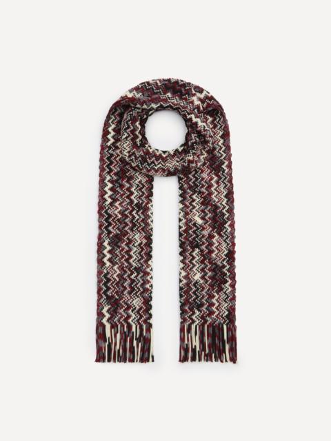 Missoni Red Zig-Zag Fringed Wool Scarf
