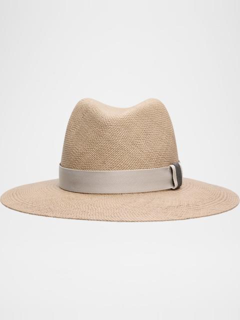 Brunello Cucinelli Straw Fedora with Monili Band