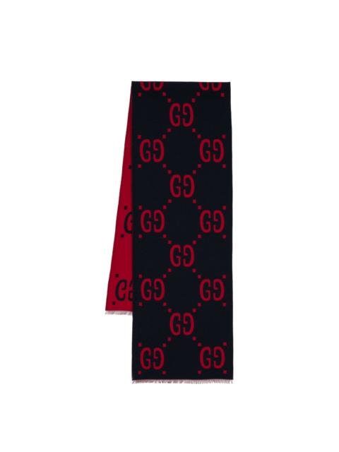 GUCCI GG jacquard wool silk scarf