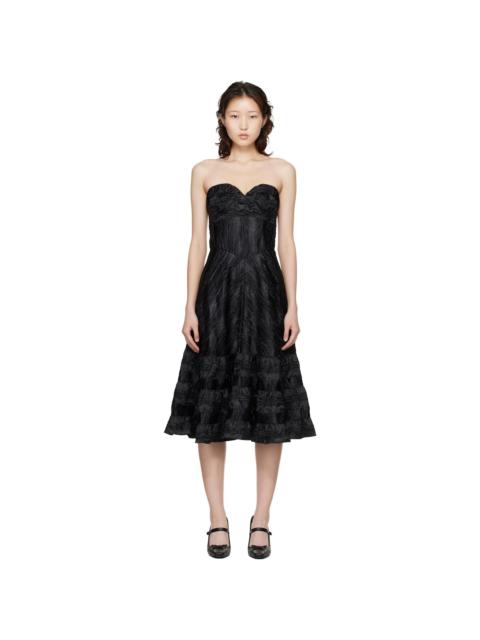 ANNA SUI Black Strapless Sweetheart Midi Dress