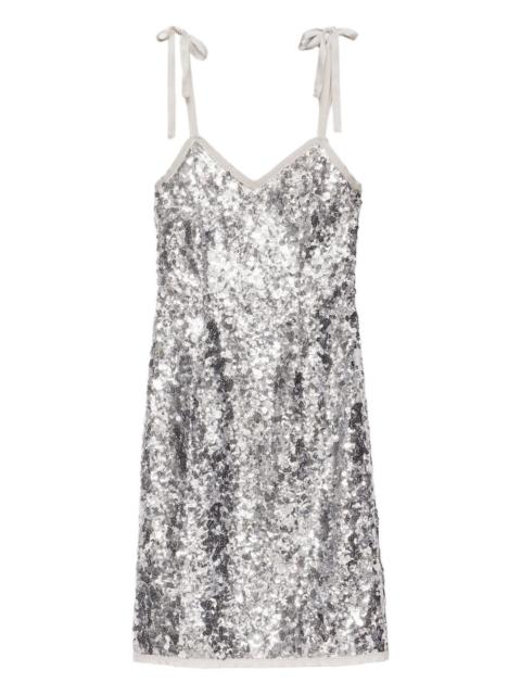 Prada ribbon-strap sequinned dress