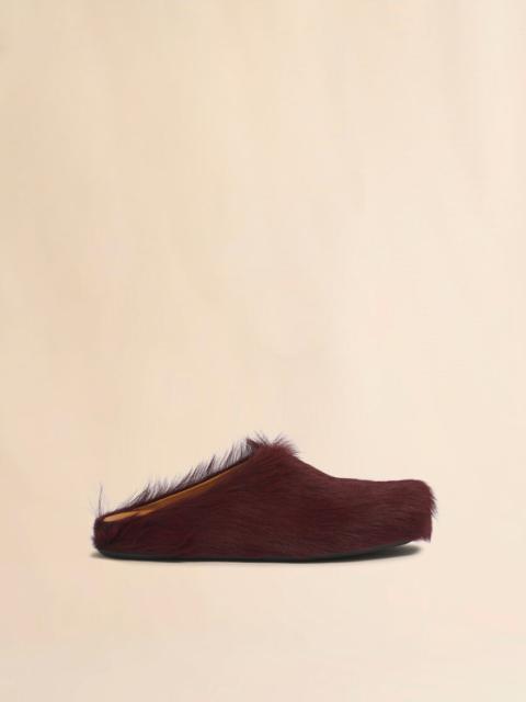 Marni RED LONG HAIRCALFSKIN FUSSBETT SABOT
