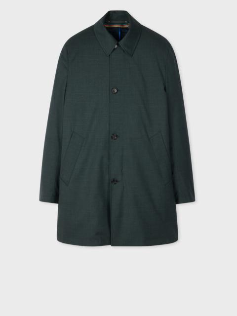 Paul Smith Dark Green Melange 'Storm System' Wool Mac With Detachable Gilet
