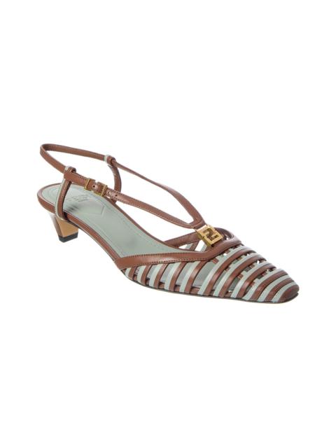 FENDI FFold Leather Slingback Pump