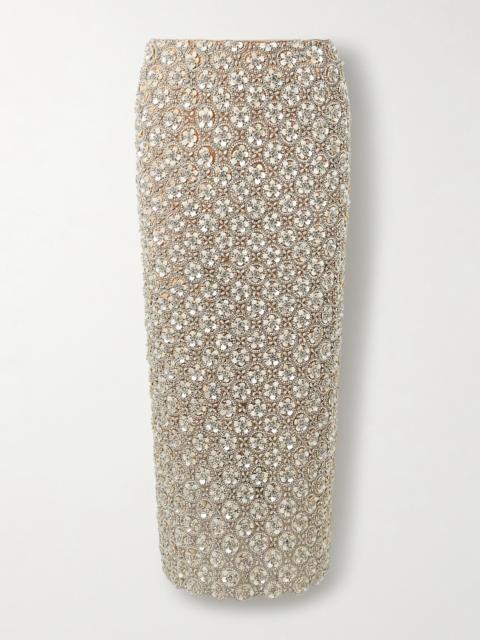 Oscar de la Renta Embellished Tulle Midi Skirt