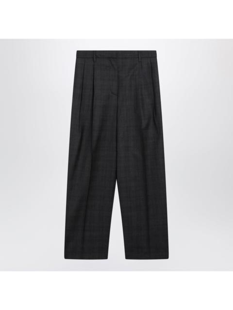 Prada Prada Grey Wool Trousers With Check Pattern Women
