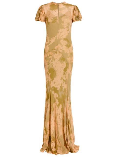 De La Vali DE LA Vali Sumatra Floral Print Chiffon Maxi Dress