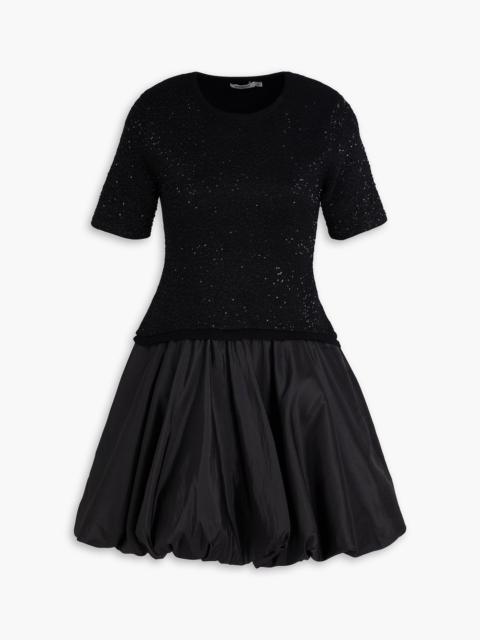 SIMKHAI Kenz sequin-embellished knit-paneled taffeta mini dress
