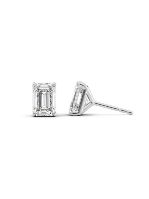 Tresorra - Tresorra 14K White Gold 4 ctw Emerald Cut Lab-Grown Diamond IGI Certified Stud Earrings