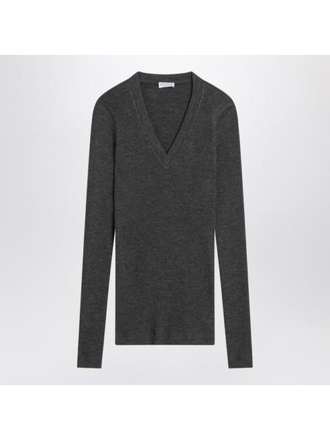 Brunello Cucinelli Brunello Cucinelli Dark Grey Ribbed Wool Sweater Women