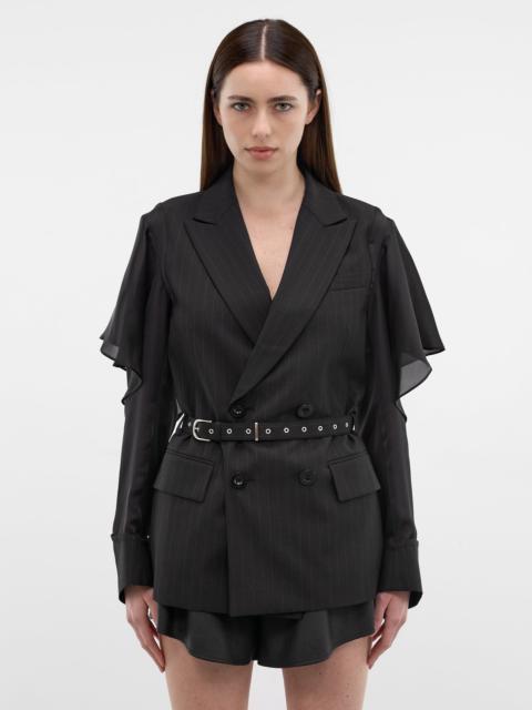 sacai Pinstripe Hybrid Draped Sleeves Blazer