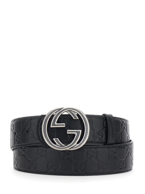 GUCCI Gucci Men Black Reversible Belt With Gg Buckle Closure In Leather Man