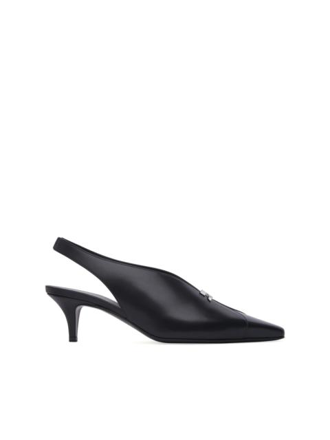 courrèges leather slingbacks with logo plaque