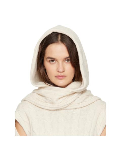 OPEN YY Off-White Convertible Cable Knit Hooded Scarf