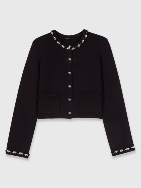 maje Cropped jewellery detail cardigan