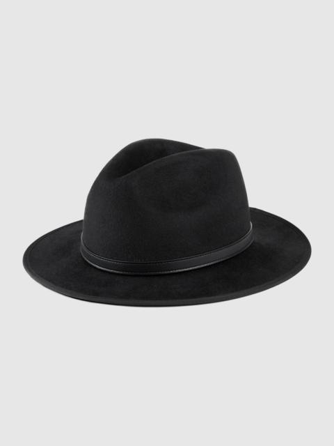 GUCCI Wool hat with leather detail