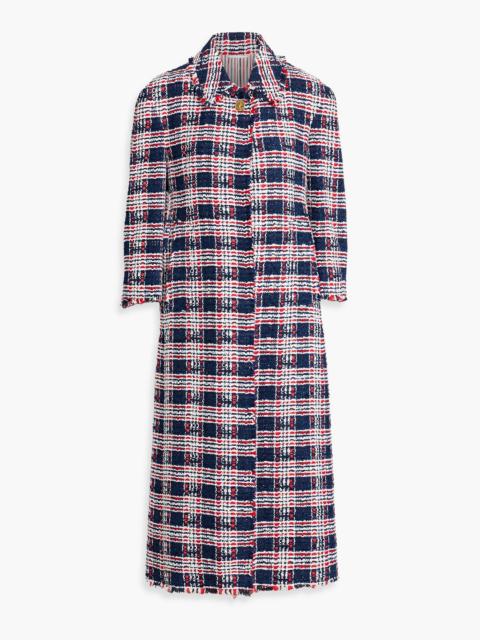 Thom Browne Frayed checked tweed coat