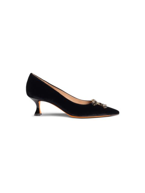 Santoni Women's black velvet mid-heel Santoni Sibille pump