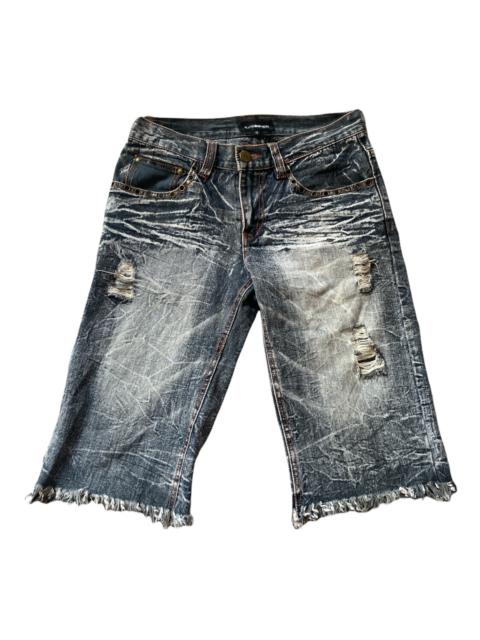Other Designers Distressed Denim - JapaneseBrand LOWBOX Distressed Denim Acid Wash Shorts