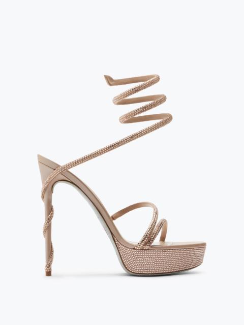 RENE CAOVILLA MARGOT CRYSTAL BEIGE PLATFORM SANDAL 130