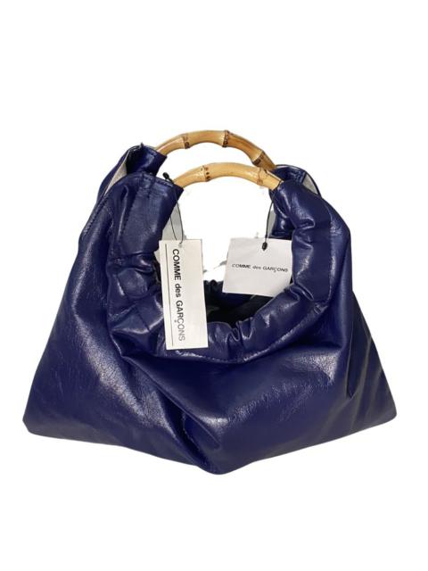 Comme Des Garçons Blue Synthetic Leather Bag With Bamboo Handles