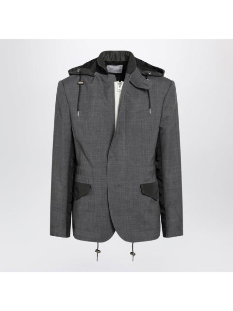 sacai Sacai Grey/Khaki Wool And Nylon Jacket Men