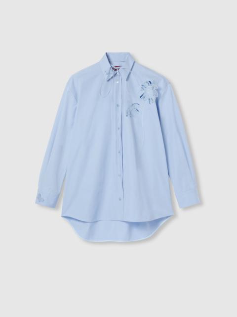 Cotton poplin shirt with embroidery