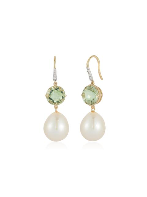 MATEO 14K Yellow Gold Amethyst and Pearl Earrings green