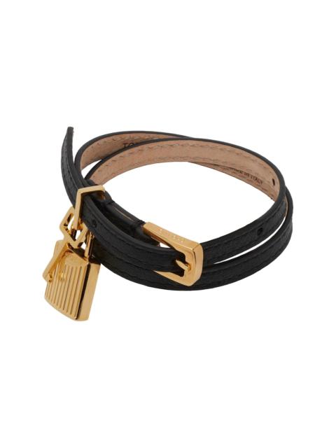 TOM FORD Black Grain Leather Bracelet