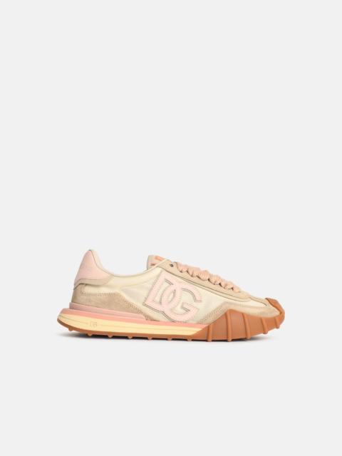 Dolce & Gabbana 'DG ATHLETIC' IVORY AND PINK FABRIC AND LEATHER SNEAKERS