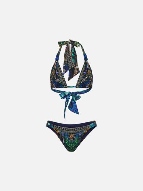 CAMILLA SOFT THICK TIE TRI BIKINI SET WITH TAB TRIMS