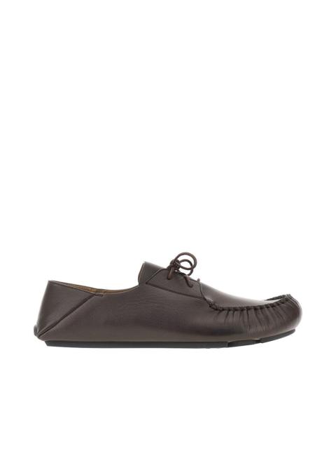 Loewe Loewe Rambla Leather Boat Shoes Brown