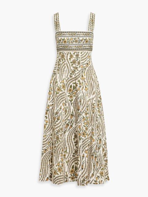 VERONICA BEARD Rye tie-back floral-print linen midi dress