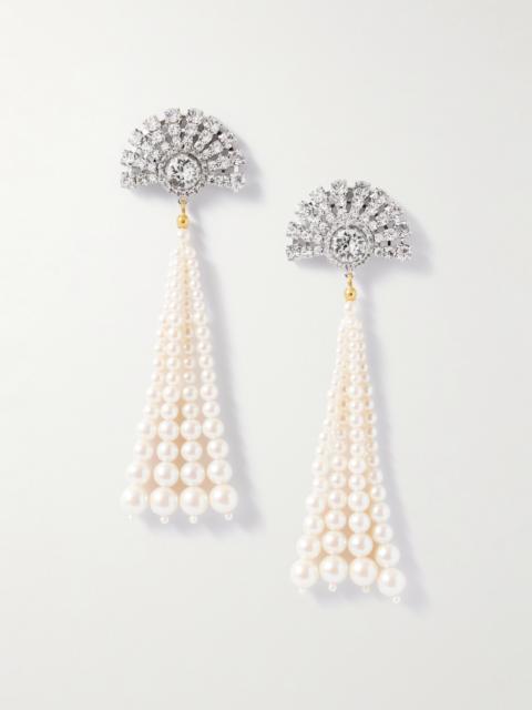 Jennifer Behr Winifred Rhodium-plated, Crystal And Faux Pearl Earrings