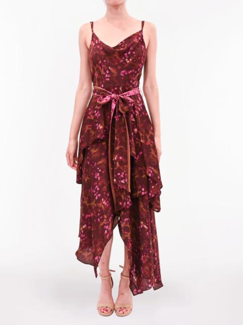 Marchesa BELTED VISCOSE HANDKERCHIEF DRESS