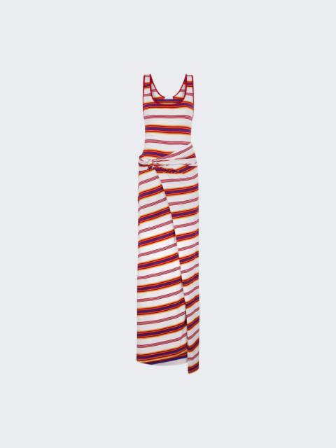 rabanne Long Jersey Dress Cream And Orange Stripes
