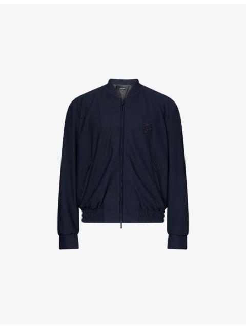 GIORGIO ARMANI Logo-Embellished Waffle-Texture Woven Bomber Jacket