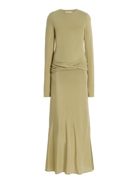 SIR. Milesi Twisted Jersey and Satin Gown green