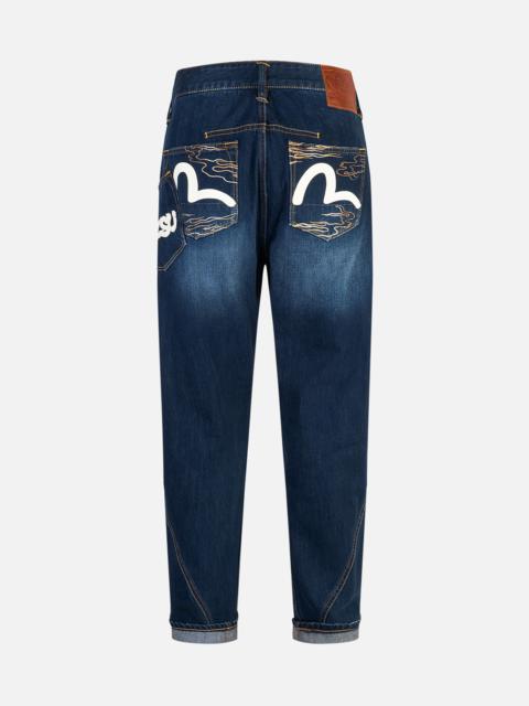 EVISU SEAGULL AND LOGO PRINT 3D FIT JEANS