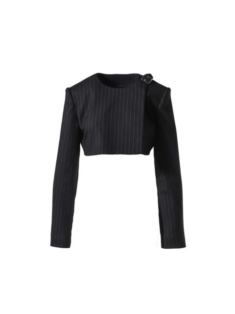 courrèges BUCKLE TAILORED PINSTRIPE TOP / BLK/WHT