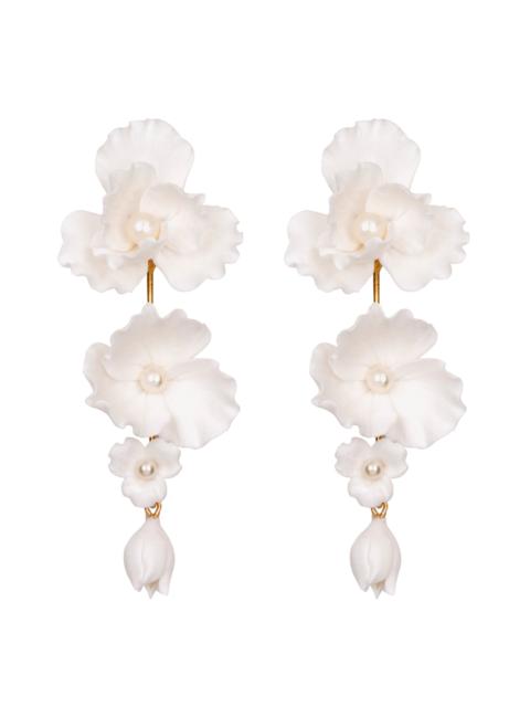 Jennifer Behr Jennifer Behr Mariam Floral & Faux Pearl Drop Earrings in Cream at Nordstrom