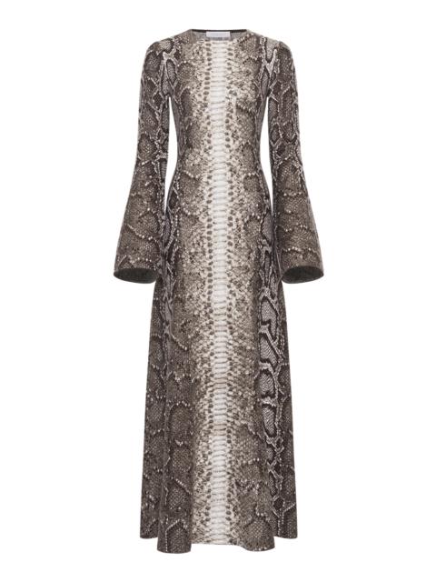 GABRIELA HEARST Aalia Snake-Printed Cashmere-Silk Maxi Dress grey
