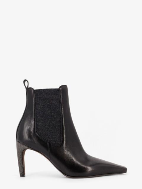 Brunello Cucinelli Brunello Cucinelli Leather Boots With Monili Detail On The Heel