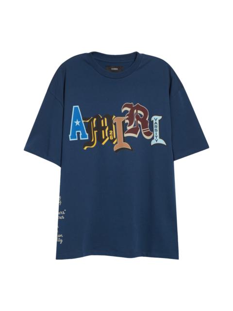 AMIRI AMIRI Varsity Patch Oversize Cotton T-Shirt in Dark Indigo at Nordstrom