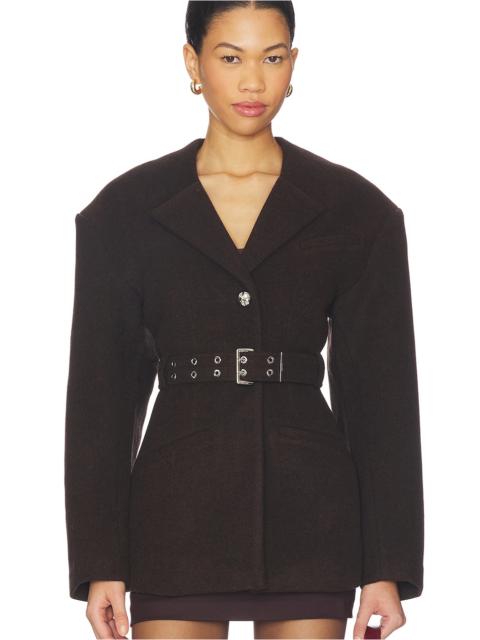 GANNI Peacot Wool Fitted Jacket